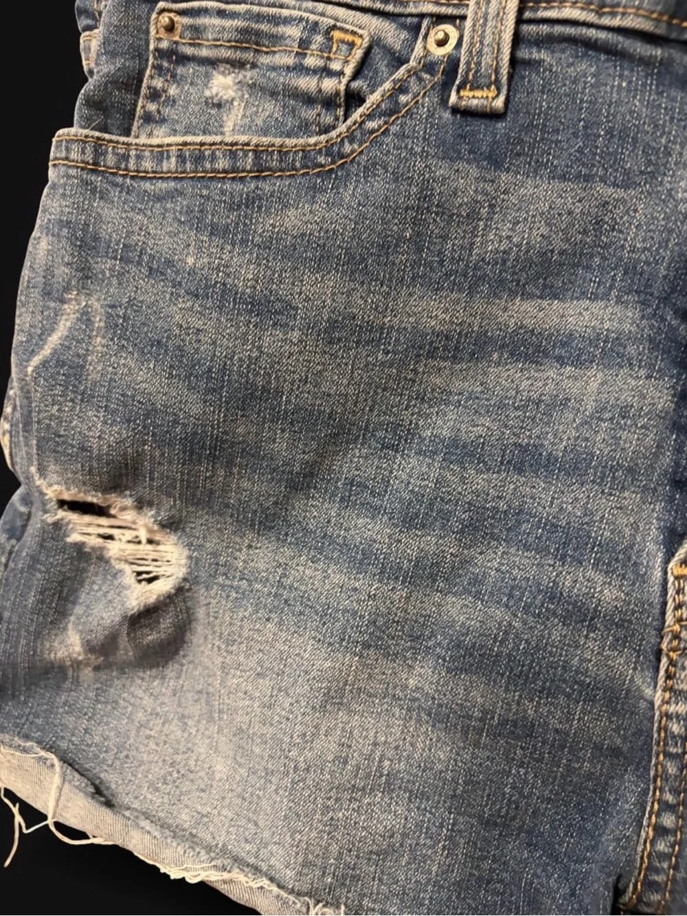 Levi's high rise blue denim shorts
